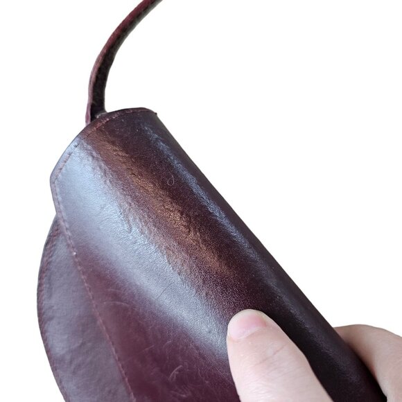 Vintage 80s Oxblood Leather Saddle Bag Purse W Wallet‎ Half Moon Brazil Boho - Picture 5 of 16